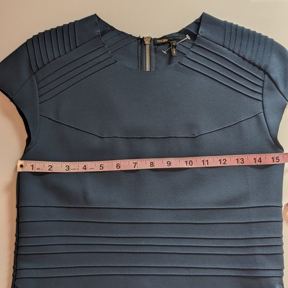 Maje H13 Darling Paneled Cap Sleeve Dress in Navy Blue - Picture 7 of 12